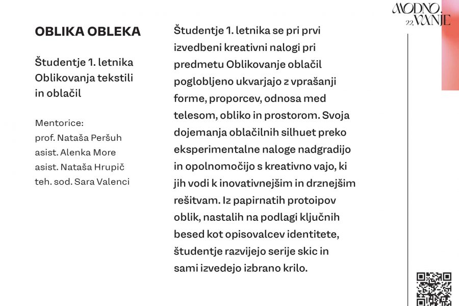 Program Modnovanje 22: OBLIKA OBLEKA