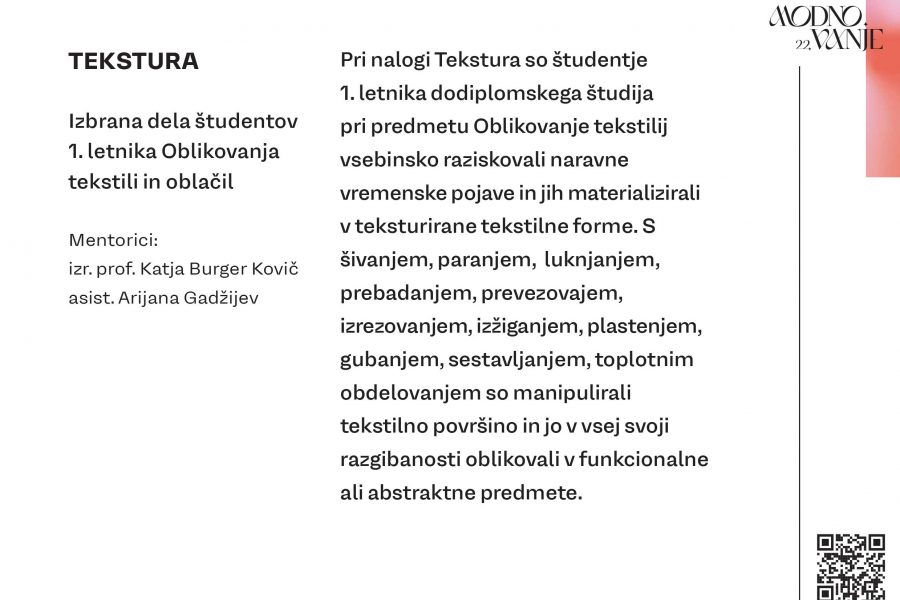 Program Modnovanje 22: TEKSTURA